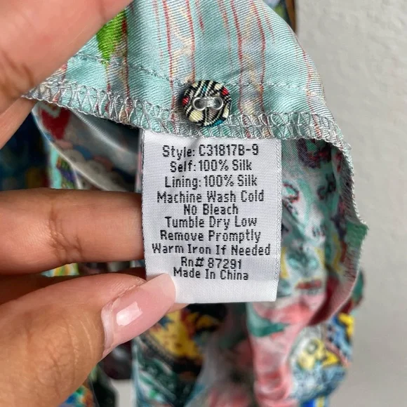 Johnny Was Green Blue Bell Sleeve Midi Dress - Picture 7 of 9